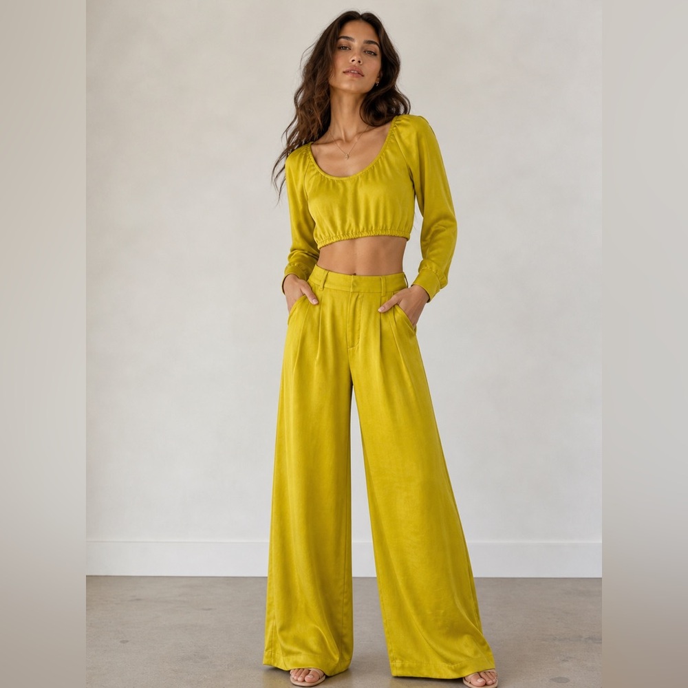 House of Harlow 1960 Wide-Leg Pants in Chartreuse